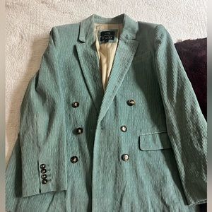J.Crew corduroy double breasted blazer in green aqua
